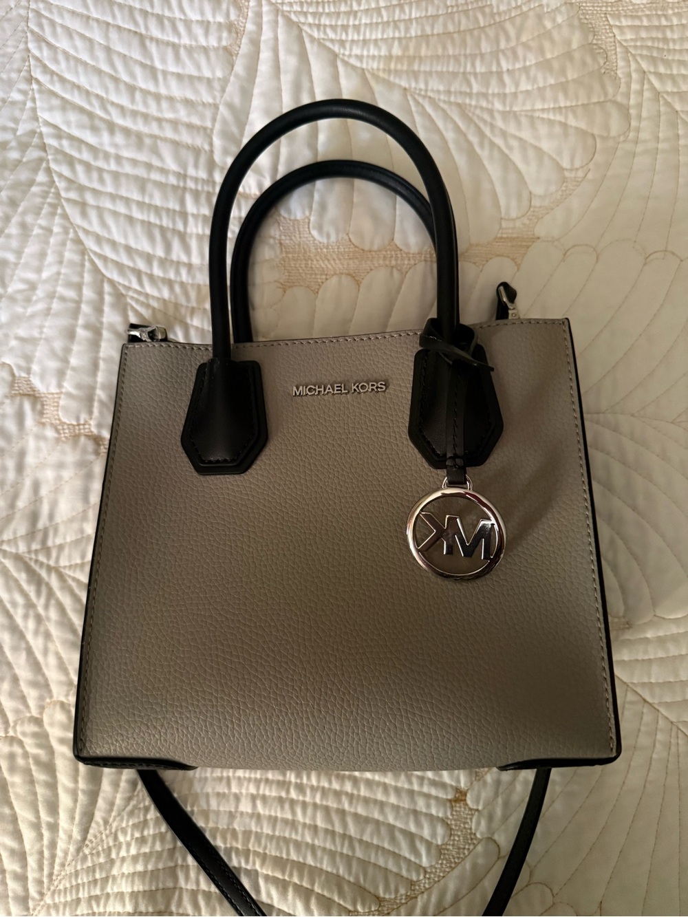 Michael Kors Gray Satchel with Black Handles
